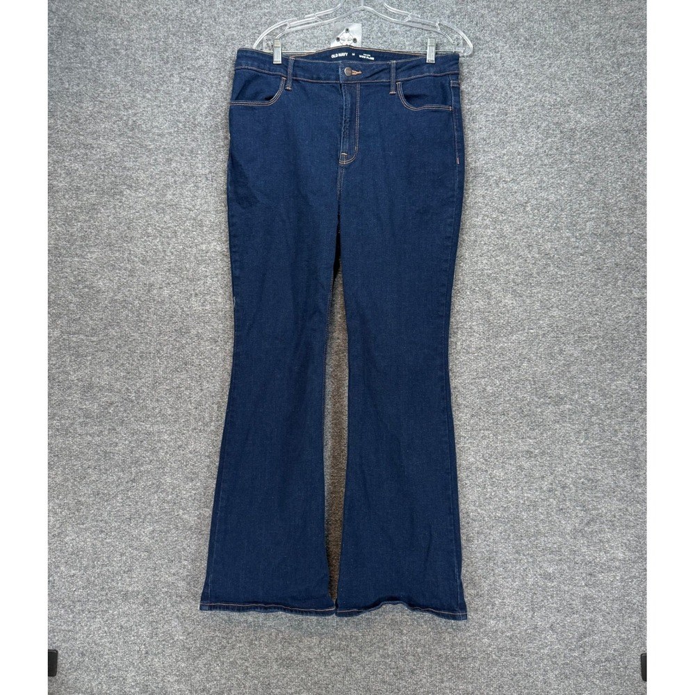 Old Navy Flare Jeans Womens 14 Blue High Rise Wow Flare Stretch Denim Plus Size